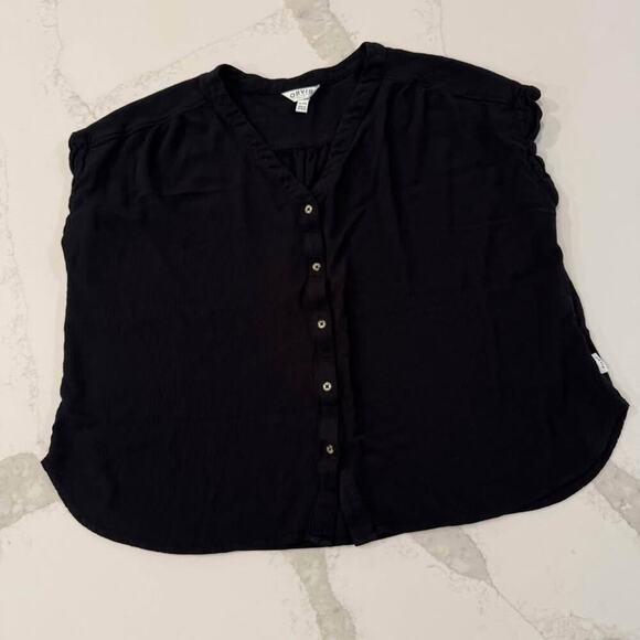 Orvis Short Sleeve Button Front V-Neck Blouse Women's XL Relaxed Fit Lightweight - Picture 1 of 7